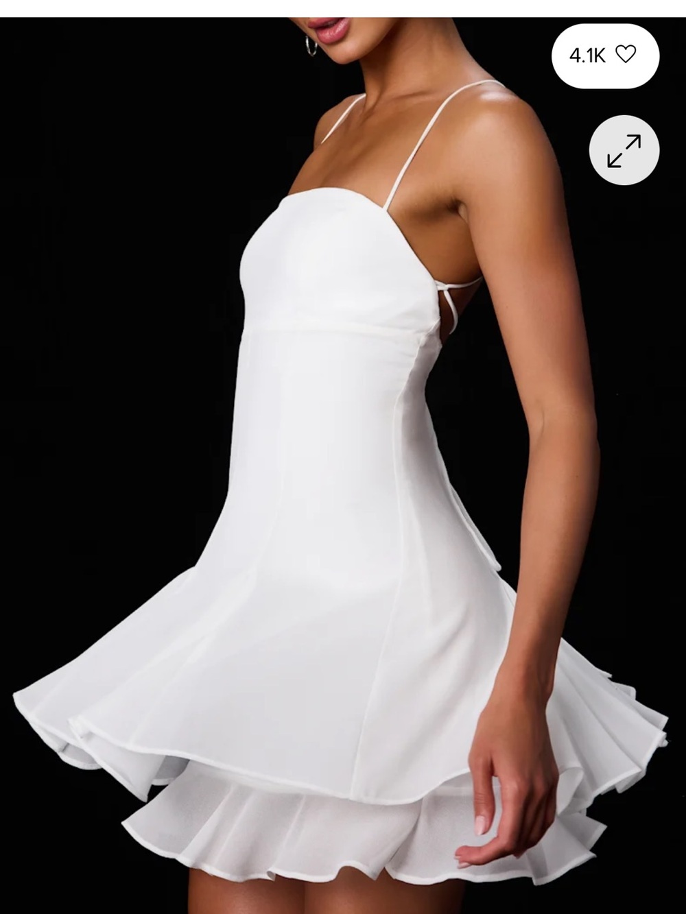 Lulu's White Spaghetti-Strap Tiered Flounce Mini Dress